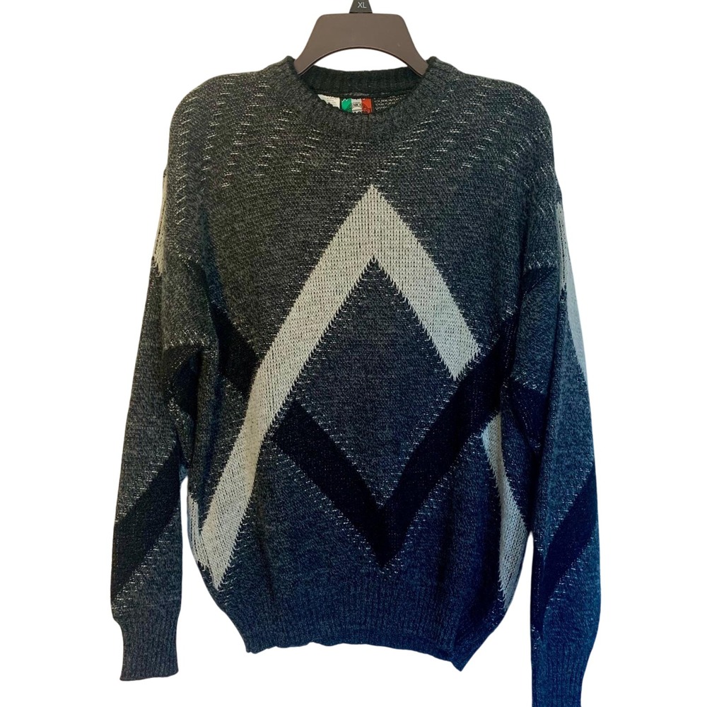 Vintage‎ 1990s Colore Italy Womens L Wool Blend Geometric Sweater Made in Italy